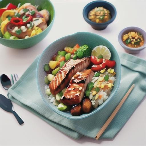 Teriyaki salmon poke bowl recipe