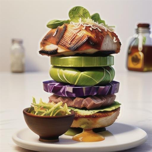 Slow-roasted pork neck with cabbage and spinach slaw