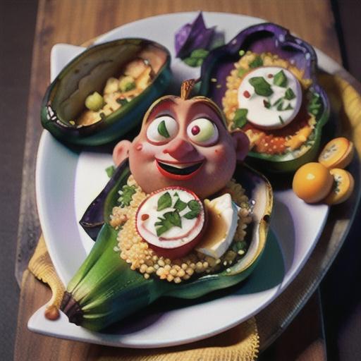 Stuffed Eggplant with Israeli Couscous