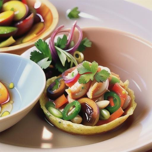 Noodle frittata with plum sauce