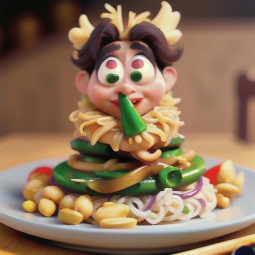 Chicken Pad Thai with Peanut Sauce