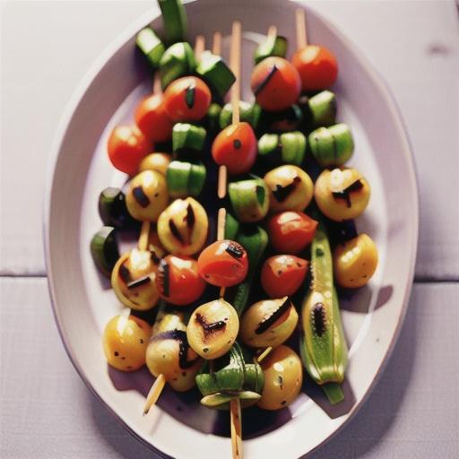 Grilled Okra and Grape Tomatoes