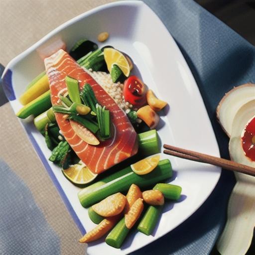 Coconut-poached salmon with Asian greens