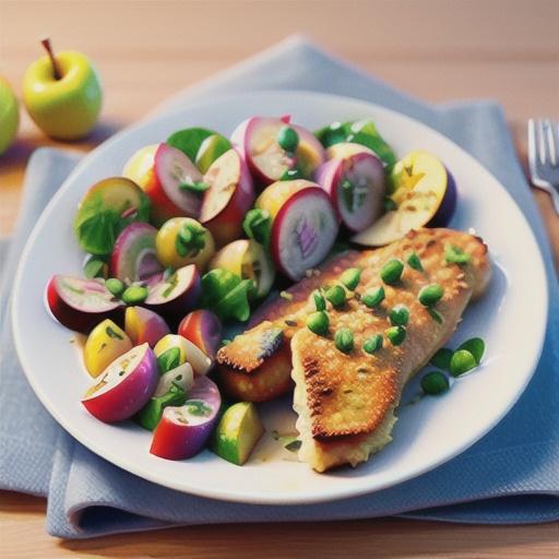 Chicken schnitzel with apple salad