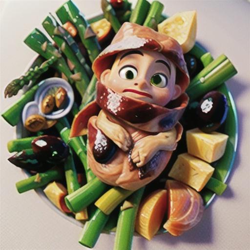 Prosciutto-wrapped chicken with asparagus salad