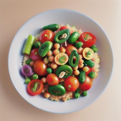 Tomato, chickpea and vegetable pilaf
