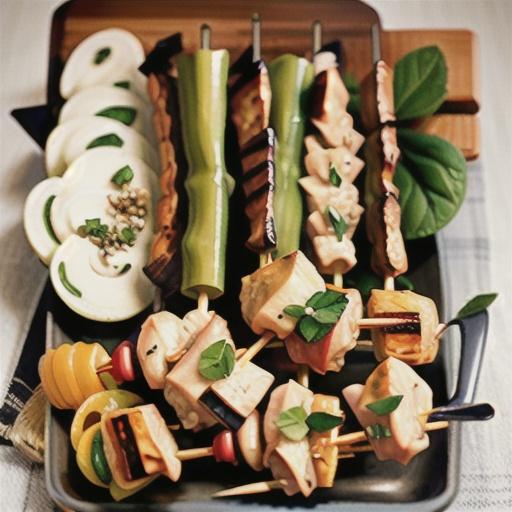 Satay chicken skewers