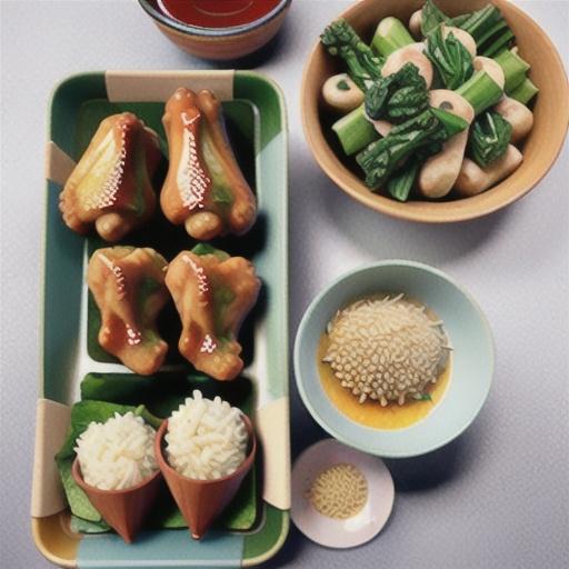 Sticky hoisin and ginger chicken wings with asian greens