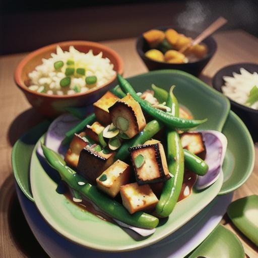 Braised Green Beans with Fried Tofu