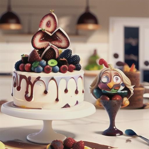 Rich iced mud cake with boozy berries