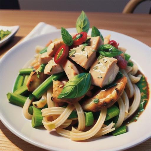 Basil Chicken over Angel Hair