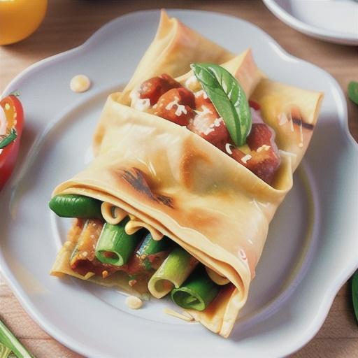 Spinach, chargrilled capsicum and bolognaise filo bake