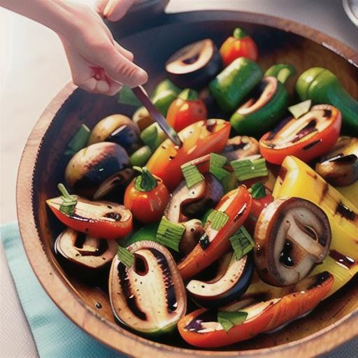 Grilled Balsamic Peppers and Mushrooms