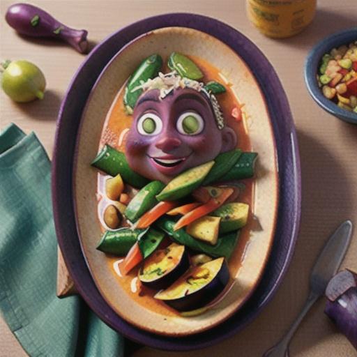 Eggplant and kumara curry