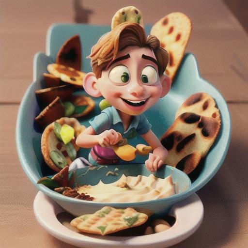 Rocket and white bean dip with spiced flat bread