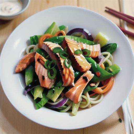 Sticky salmon noodle salad