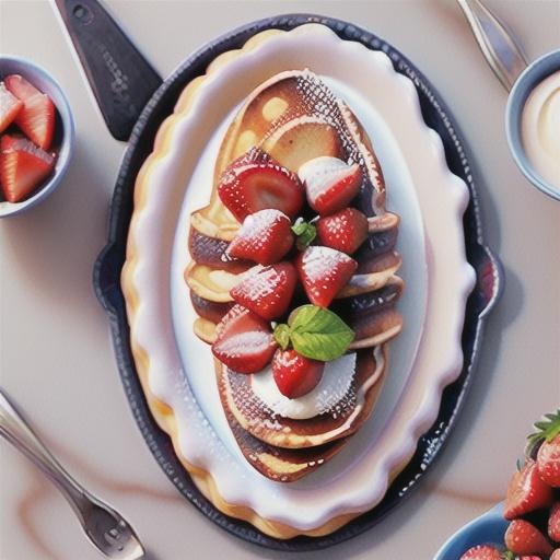 German pancakes with strawberries and rhubarb