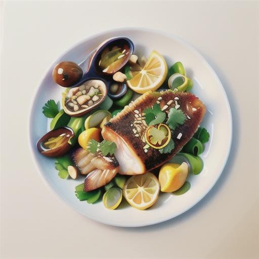 Hazelnut crusted fish with sugar snap & sprout salad