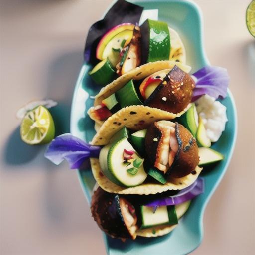 Coconut and lime fish tacos with cucumber salad