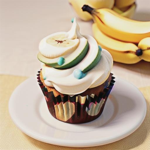 Mini banana muffins with cream-cheese icing