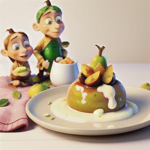 Pear puddings with cardamom creme anglaise