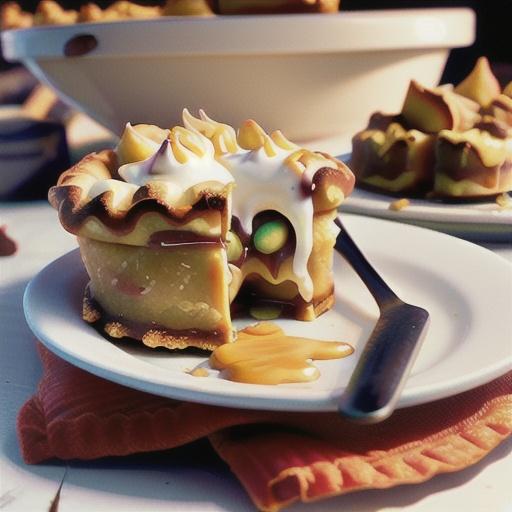 Toffee apple pies with dulce de leche and custard