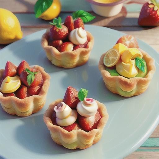 Strawberry and lemon curd tarts