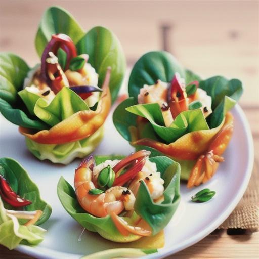 Prawn and chicken lettuce cups with sweet chilli dressing