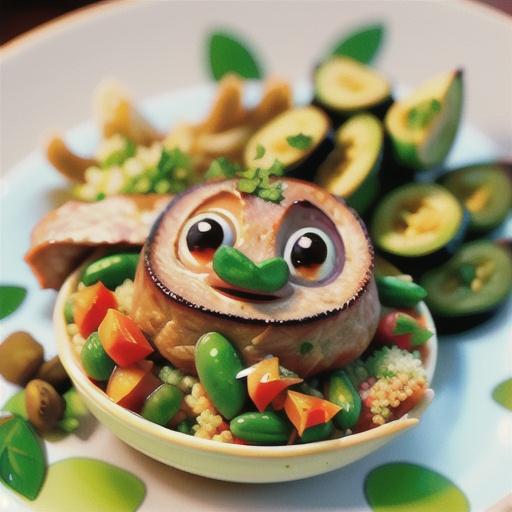 Cuban pork with coriander, couscous and green beans