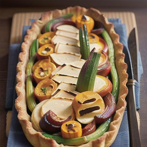 Leek, pumpkin & brie tart