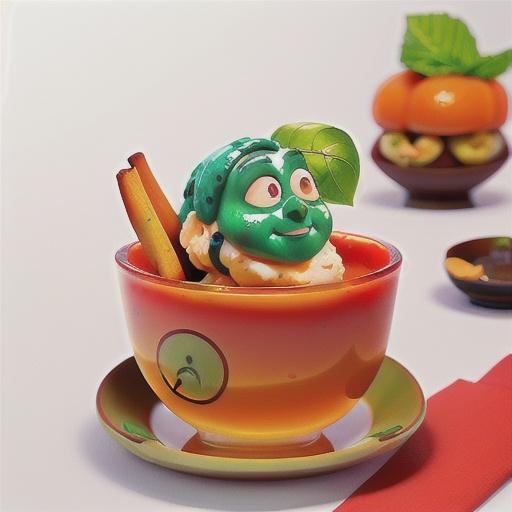 Persimmon and sake compote with green-tea ice-cream