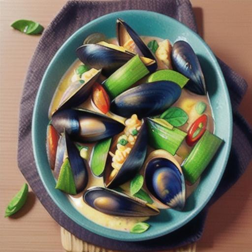 Thai green curry with mussels