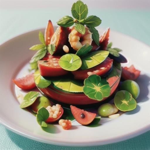 Watermelon & watercress salad with honey-soy prawns