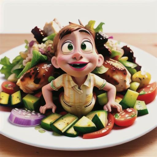 Spicy chicken salad with sesame seeds