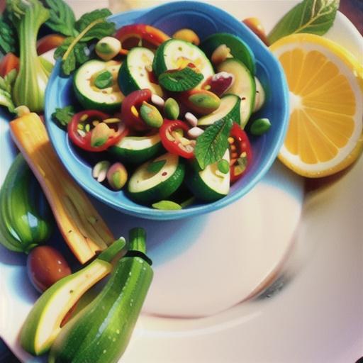 Courgette salad with mint, garlic, red chilli, lemon & extra virgin olive oil