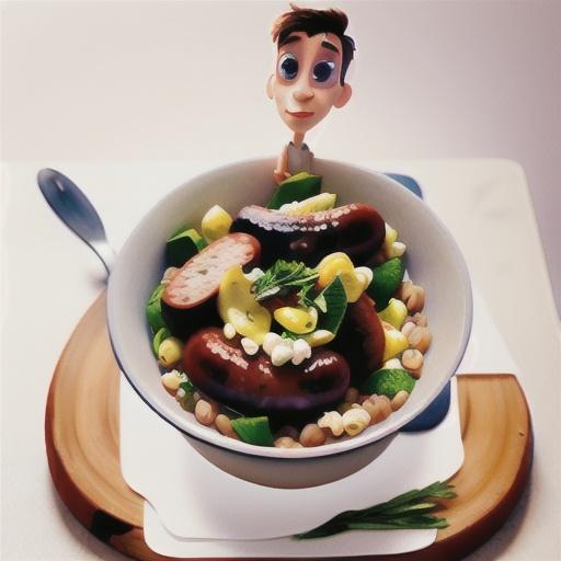 Sausages with lentils and feta