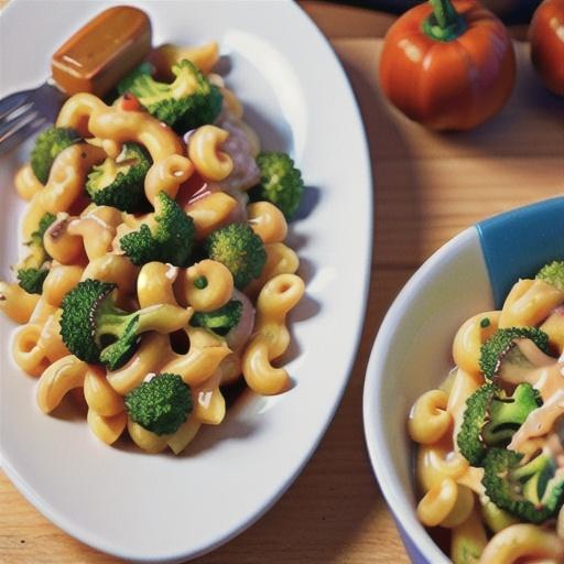 Cheesy mac with roasted broccoli