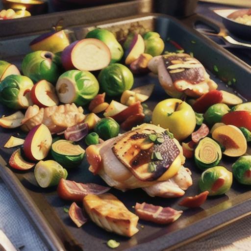 Chicken, Apple, and Brussels Sprout Sheet Pan Dinner