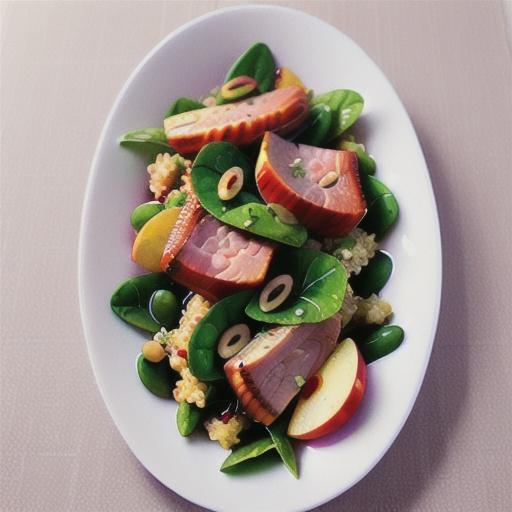 Apple, quinoa & lentil salad with maple pork