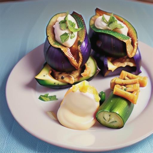 Eggplant and zucchini veal rolls