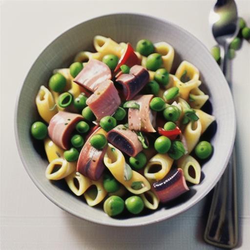 Pasta ribbons with asparagus, peas, lemon and ham