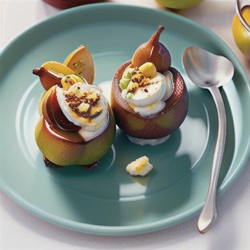 Honey-baked pears with ricotta