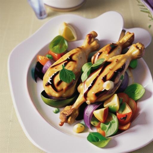 Chicken drumsticks with ratatouille risoni