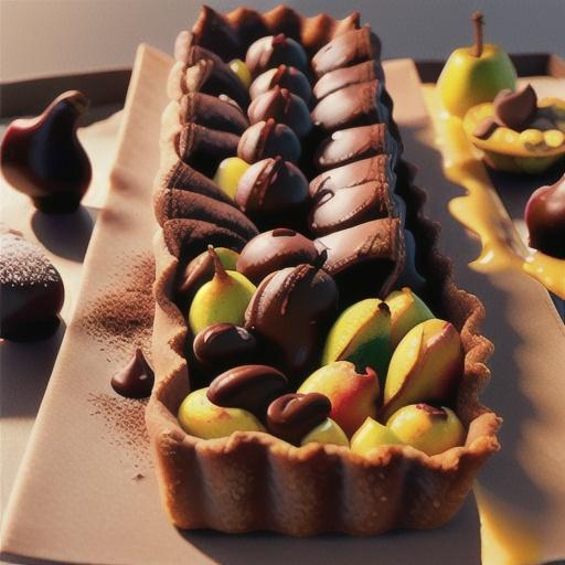 Chocolate & pear frangipane tart