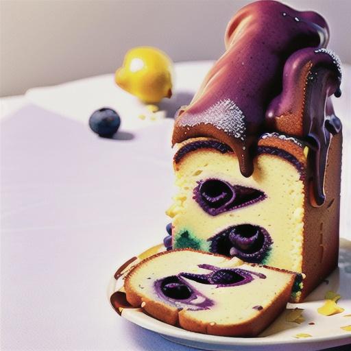 Lemon and wild blueberry swirl cake