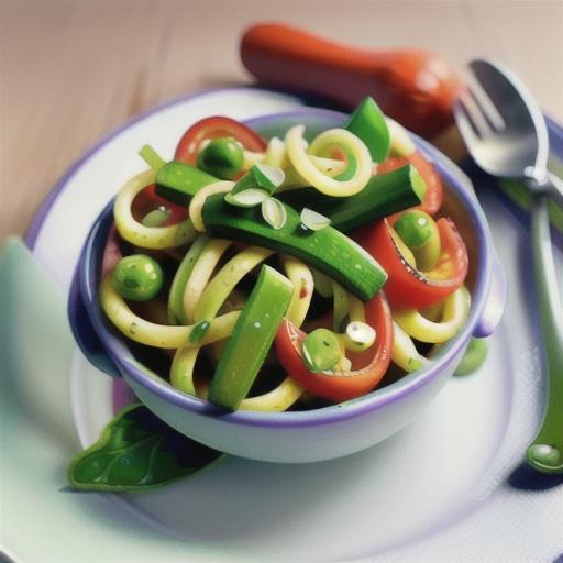 Zucchini, pea and mint spaghetti
