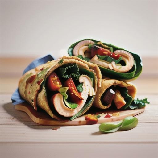 Chilli chicken and kale wrap