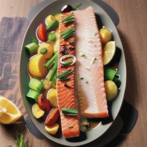 Ginger and lemongrass poached salmon