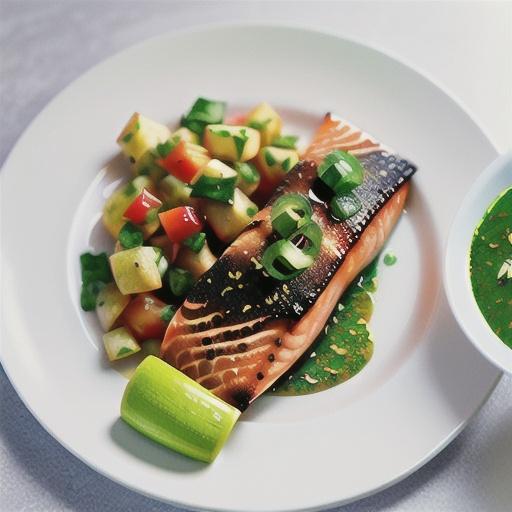 Crispy-skinned salmon with salsa verde