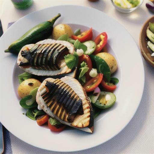 Salt-grilled sardines with Portuguese salad